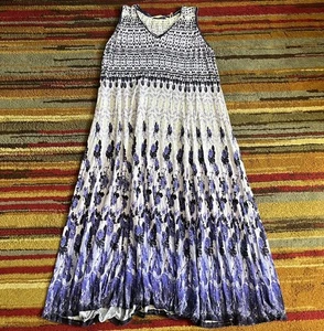 Maxikleid mit weicher Umrandung Damen Größe 2X lila abstrakt fließend ärmellos  - Bild 1 von 11