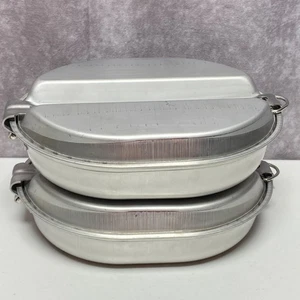 2 Vintage US Military WYOTT Mess Kit Aluminum Camping Cookware Set - Picture 1 of 9