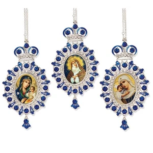 Madonna & Child Eternal Bloom Lady of Ostrabrama Set of 3 Wall Room Decor 5 1/2" - Picture 1 of 2