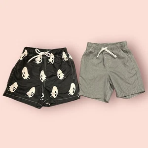 2er Set Jungen 3T Badehose grau Streifen schwarz Ghost Badeanzug Kleinkind Shorts - Bild 1 von 3