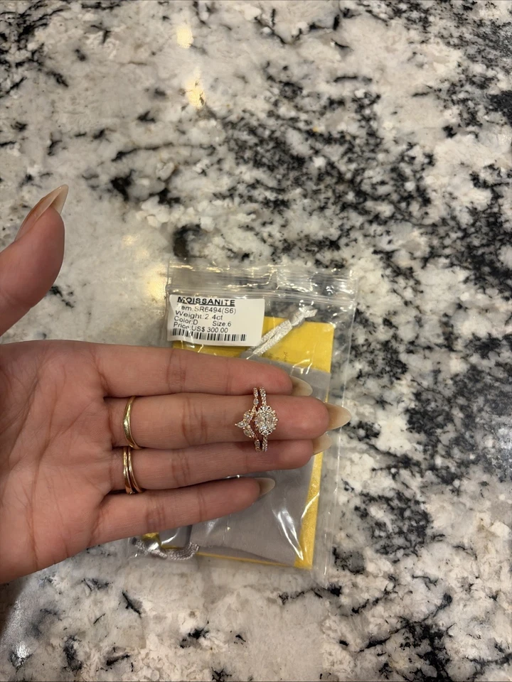 Anillo Moissanita Talla 6 Chapado en Oro Rosa 925 Foto 1 de 4