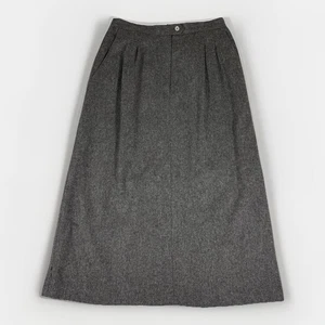 Maxi falda vintage para mujer línea A 12 gris carbón lana jaspeada plisada forrada - Imagen 1 de 12