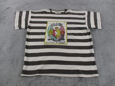 Vintage Ultra Pink Shirt Womens XL Black White Striped Crest Graphic 80s - Image 1 of 4