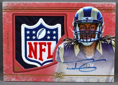 Topps Definitive Todd Gurley RC 2015 parche de novato escudo logotipo automático #1/1 Georgia Foto 1 de 2