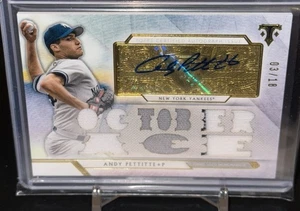 ANDY PETTITTE 2018 TRIPLE THREADS TRIPLE GAME USED JERSEY AUTO 03/18 OCTOBER ACE - Picture 1 of 2