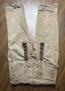 VINTAGE Carhartt 40x32 Brown Duck Bib Overall Biberall R06 BRN Double Knee USA - Picture 1 of 10