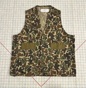 Vintage SafTBak Jim Catfish Hunter Duck Camo Hunting Zip Vest Size XL Pouch USA - Picture 1 of 18