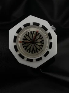 Vintage Swiss Made Chromatic Kaleidoscope White Acrylic Octagonal Watch Selfwind - Picture 1 of 10