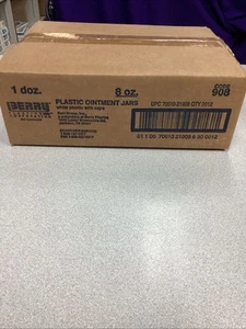 8 oz - 227 ml - Ointment Jar  White  With Plastic Caps  - Pack of 12 Berry - Picture 1 of 3