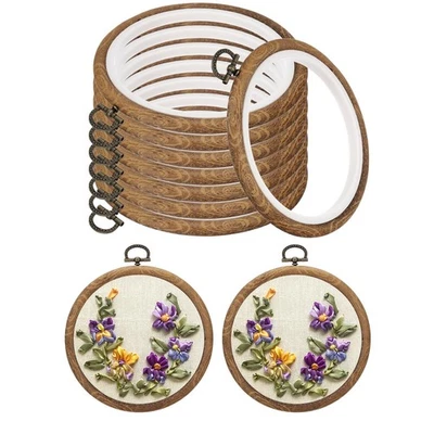 5inch Embroidery Hoops, 10Pieces Imitated Wood Circle Frame Cross Stitch Hoop... - Image 1 of 4