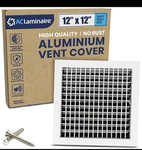 Coperchio sfiato aria in alluminio antirumore 12" x 12" per controllo efficiente del flusso d'aria (2 Pk - Foto 1 di 14