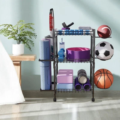 Sports Equipment Organizer with Wheels for Dumbbell Yoga Mat Resistance Band - Image 1 of 3