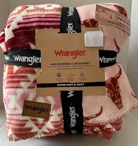 Manta Exuberante Reversible Rosa Estampado Calavera Occidental Azteca Rey Gruesa Wrangler NUEVA - Imagen 1 de 5