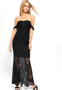 Nasty gal lace off shoulder maxi dress UK 8 womens fishtail party - Bild 1 von 2