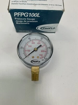 New ProFlo 2 1/2"  Pressure Gauge 0-100 PSI PFPG100L - Image 1 of 4