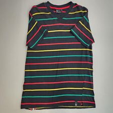 Burnside Black Tshirt Colorful Striped Tee V Neck Short Sleeves Mens Size M