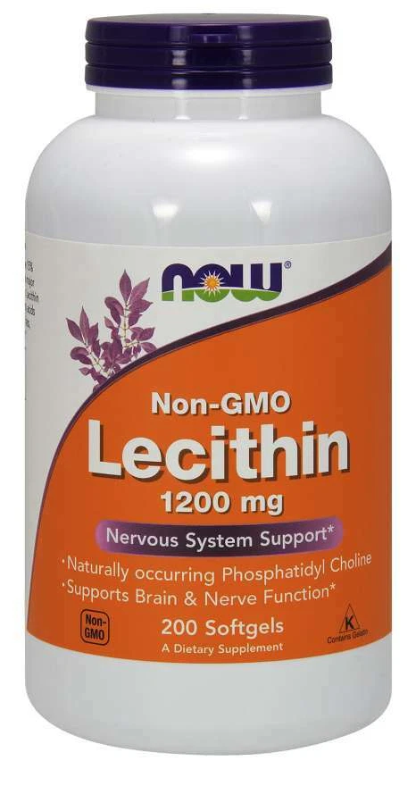 NOW FOODS NON-GMO Soy Lecithin 1200mg 200 Softgels 06/26 EXP Brain Nerve support - Изображение 1 из 1