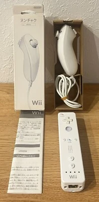 Nintendo Wii Remote Controller & Nunchuck White 2 Set Japan Official Tested BOX - Image 1 of 4