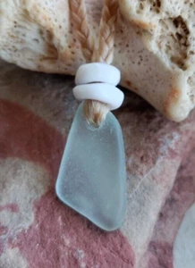 Handmade Sea Glass Necklace for a mature child kid  girl boy blue 12.25" - Picture 1 of 5