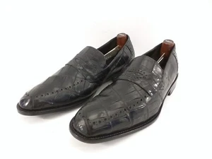 David Eden Diamond Edition Black Crocodile Loafers Frank Size 10M - Picture 1 of 5