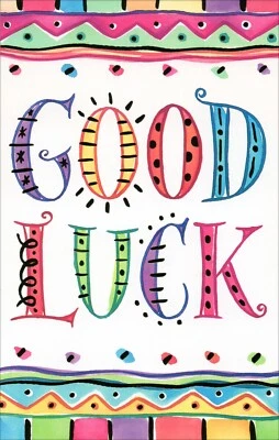 Tarjeta de BUENA SUERTE alentadora, deseando los mejores saludos galantes + sobre Foto 1 de 4