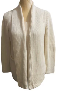 Talbots Rayon Cashmere Open Cardigan L Petite White Long Sl Spring - Picture 1 of 6