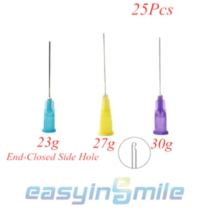 25Pcs Endo Syringes Side Irrigation Dental Disposable Needle 23/27/30g Easyinsm - Picture 1 of 7
