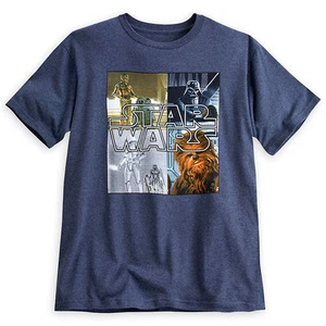Star Wars Mens logo Tee Shirt Darth Vader Chewbacca R2D2 C3PO Disney Store S 3X - Picture 1 of 4