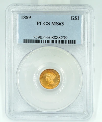 1889 PCGS MS63 Gold Dollar Great Eye Appeal Cover