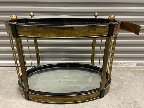 Bernhard Rohne for Mastercraft Etched Brass Oval Table NEEDS MINOR RESTORATION Cover