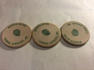 Wooden nickel tokens- Fabbre Jewelers, Inc. (3pcs) - Picture 1 of 5