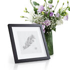 Picture frame wood wall decoration photo glass pane with passepartout poster 24x24 cm 