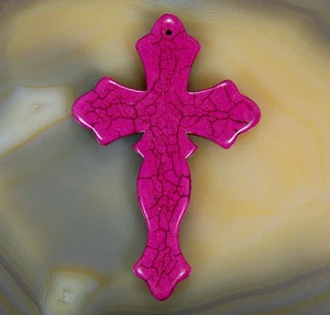 50x75mm MediumVioletRed Turquoise Cross Pendant - Picture 1 of 1