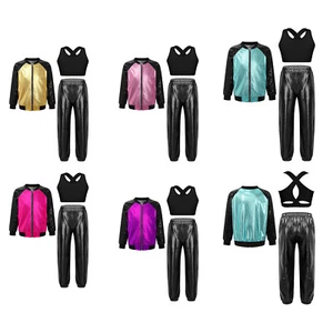 Kids Girls Dance Outfits Gymnastic Dancewear Street Dancing 3Pcs Set Zipper - Picture 1 of 63