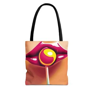 New Colorful Lip Lollipop Tote Bag, Trendy Shopper Bag, Aesthetic Beach Bag - Picture 1 of 21