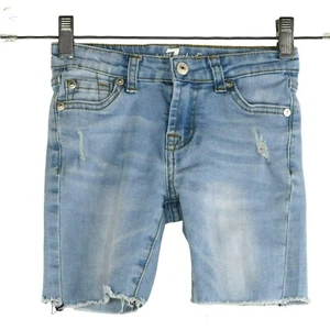 7 For All Mankind Girls Cut-Off Denim Shorts Size 5 Light Wash Destressed - Picture 1 of 12