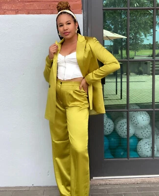 Elegante Traje Para Mujer Pico Solapa Rayón Boda Negocios Informal Pantalón Trajes 6 8 10 Foto 1 de 4