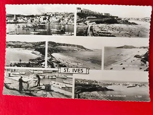 GB QEII St Ives postcard multiview 1963 posted Penzance 2 1/2d - Picture 1 of 2
