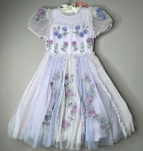 NWT IVY CITY CO Girls 6-7 T Purple Mini Enchanted Floral Embroidered Tulle Dress - Picture 1 of 7