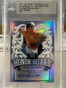 2021 Leaf Valiant Izaac Pacheco 1/1 Honor Guard AUTO Prismatic Blue Proof - Picture 1 of 2
