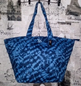 VICTORIA'S SECRET XL Weekender Tote Blue/Navy Tie-Dye Logo Limited Edition NWT💙 - Picture 1 of 24