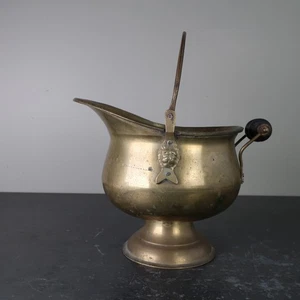 Vintage Small Brass Coal Scuttle Fireside Storage Bucket / Planter - Picture 1 of 7