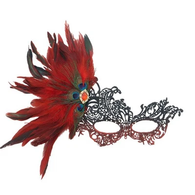 Sexy Ladies Masquerade Feather Venetian Mask Fancy Dress Party Eye Mask Props - Image 1 of 4