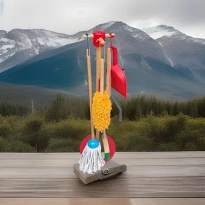 Melissa Doug Let's Play House Dust Sweep Mop Set 6pc Wooden Construction - Picture 1 of 1