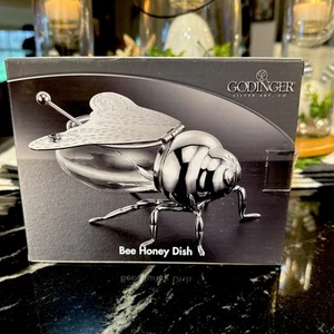 Godinger Silver Bee Honey Dish Jar HoneyBee Spring Decor Honey Container - Picture 1 of 10