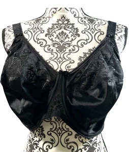 Elomi Bra Womens 42H Black Underwire Full Cup Sheer Lace Embroidered Support - Picture 1 of 7