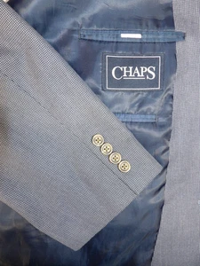 Mens Blazer Sport coat Jacket Chaps 52r Blue Micro check  Poly Rayon Blend S#118 - Picture 1 of 5