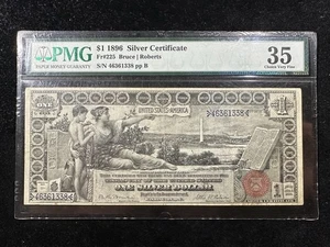 1896 $1 Educational Silver Certificate (Fr#225) - $1 PMG VF35 - No Comments - Picture 1 of 6