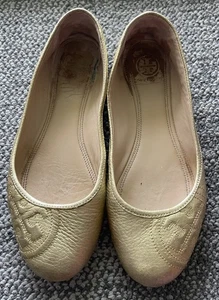 Zapatos de Ballet Tory Burch Dorado Talla 7.5 Usados Todavía En Excelente Forma - Imagen 1 de 10