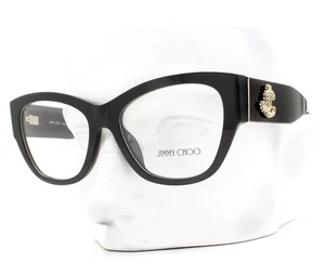 Occhiali Jimmy Choo JC 3033BU 5000 occhiali nero lucido oro 54 mm con custodia - Foto 1 di 7